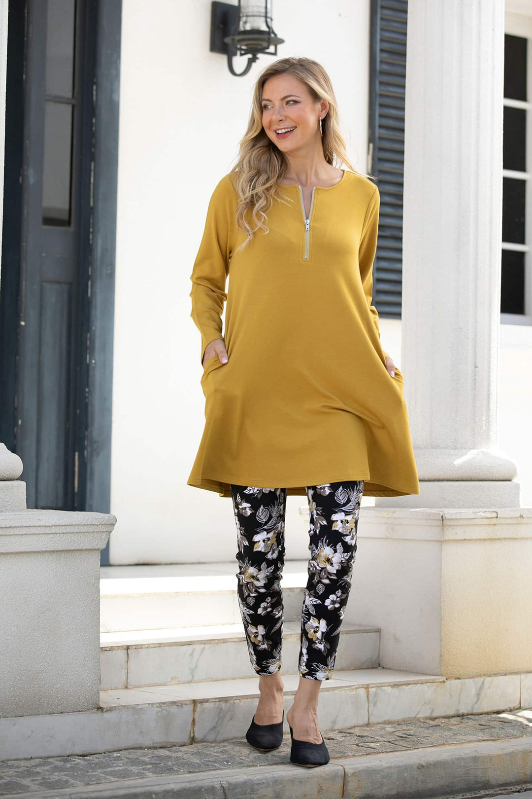 Bamboo Baby French Terry Tunic with Zipper and Pockets