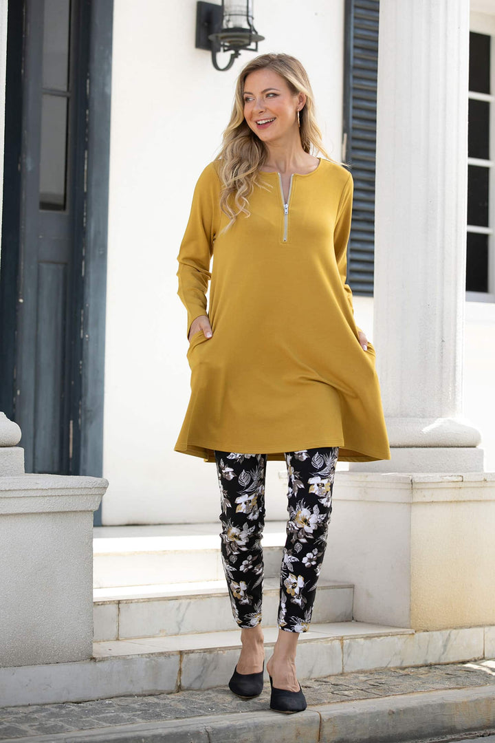 Bamboo Baby French Terry Tunic with Zipper and Pockets