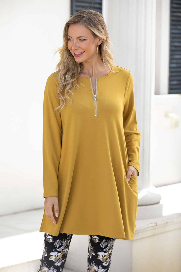 Bamboo Baby French Terry Tunic with Zipper and Pockets