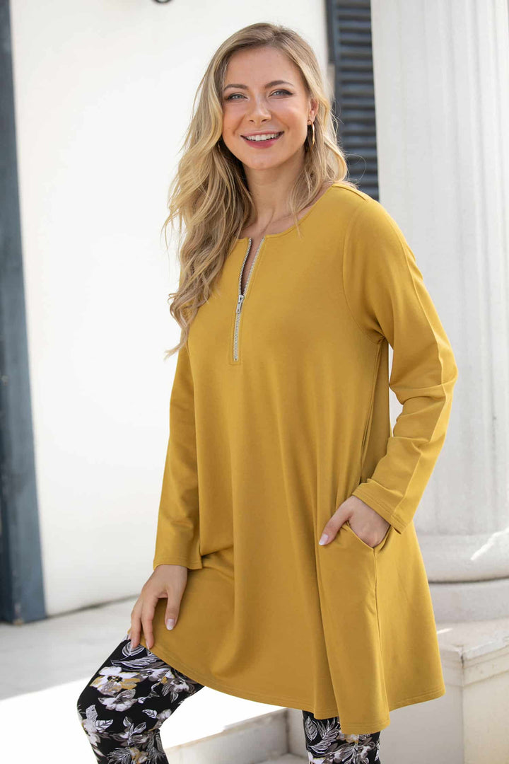 Bamboo Baby French Terry Tunic with Zipper and Pockets