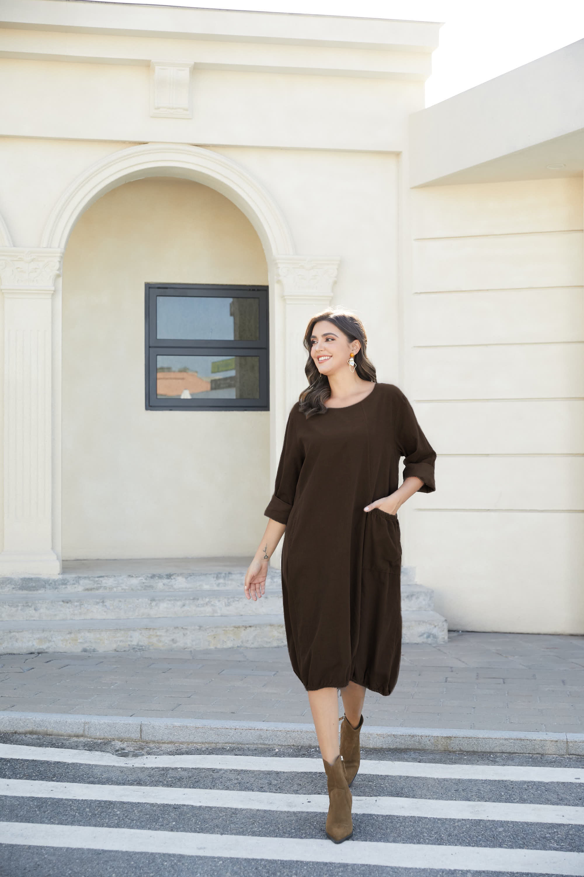 Corduroy Dress – Orange fashion village