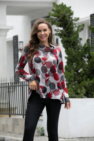 Cathy's Cawl Neck Printed Top