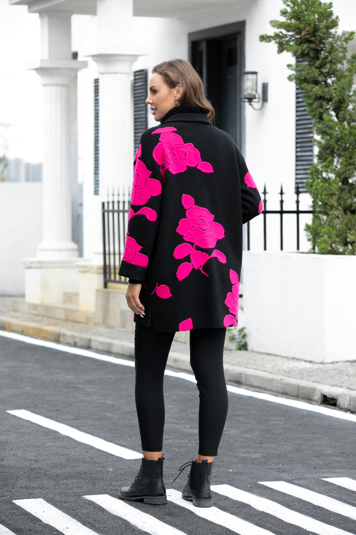 Tabbatha's Classic Coat with Rose Flower