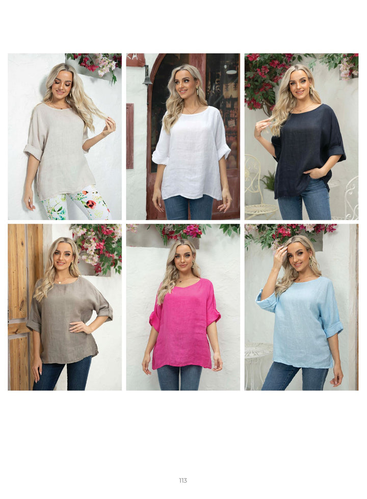 Sue's Long Sleeve Linen Top