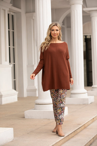 Cashmere Feel Boat Neck Tunic Top