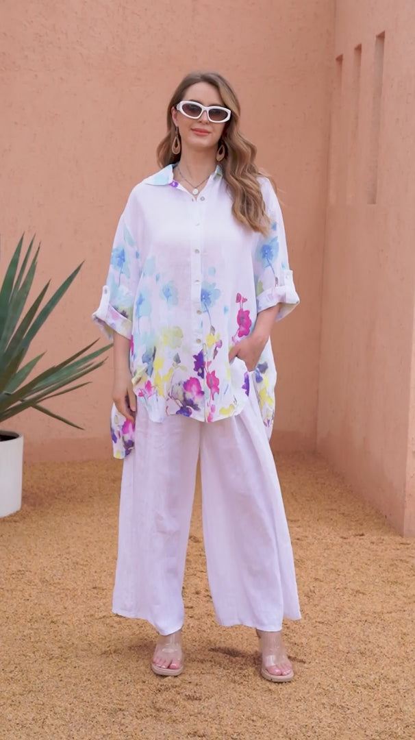 Seraphina’s Watercolour Flower Button Top