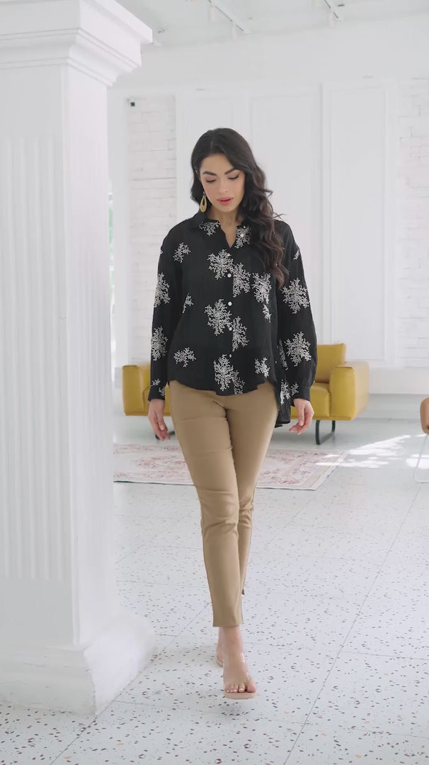 Veiled Branch Long Sleeve Top