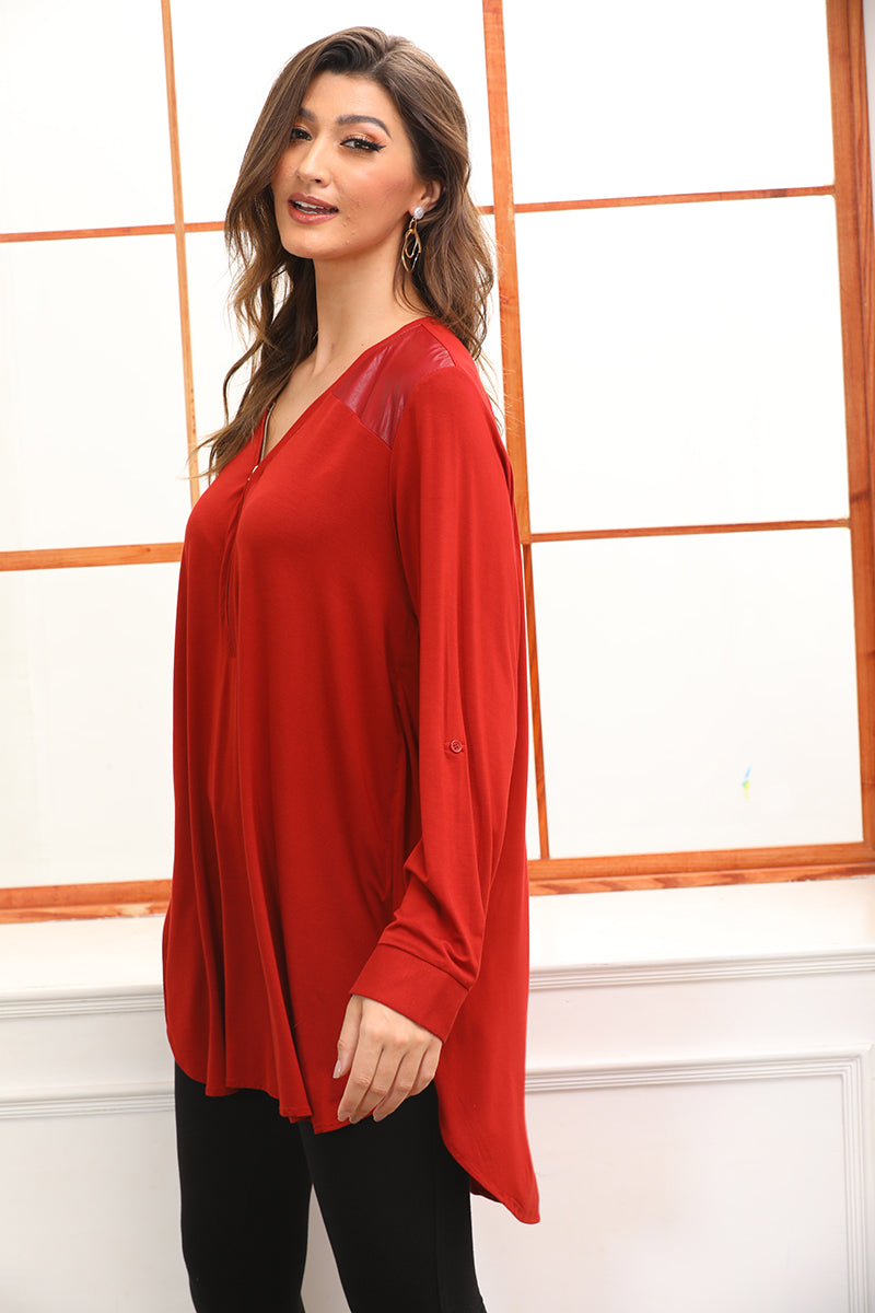 Bamboo Leather Patch Top