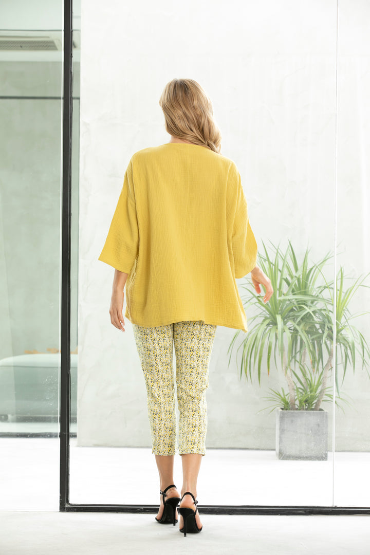 Exclusive Cotton Gauze- Drop shoulder Top