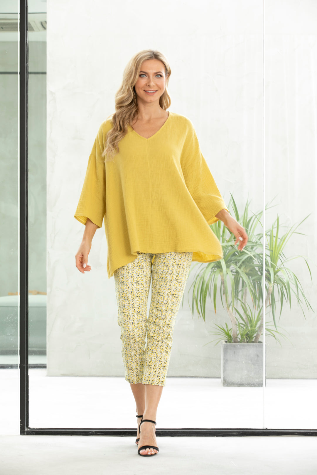 Exclusive Cotton Gauze- Drop shoulder Top