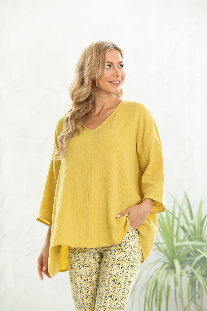 Exclusive Cotton Gauze- Drop shoulder Top