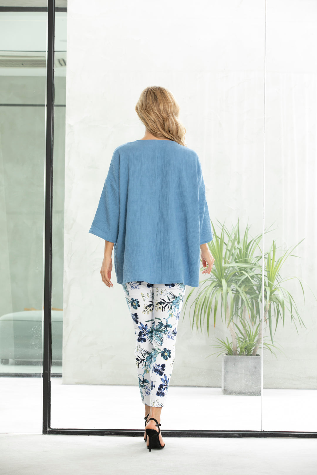 Exclusive Cotton Gauze- Drop shoulder Top