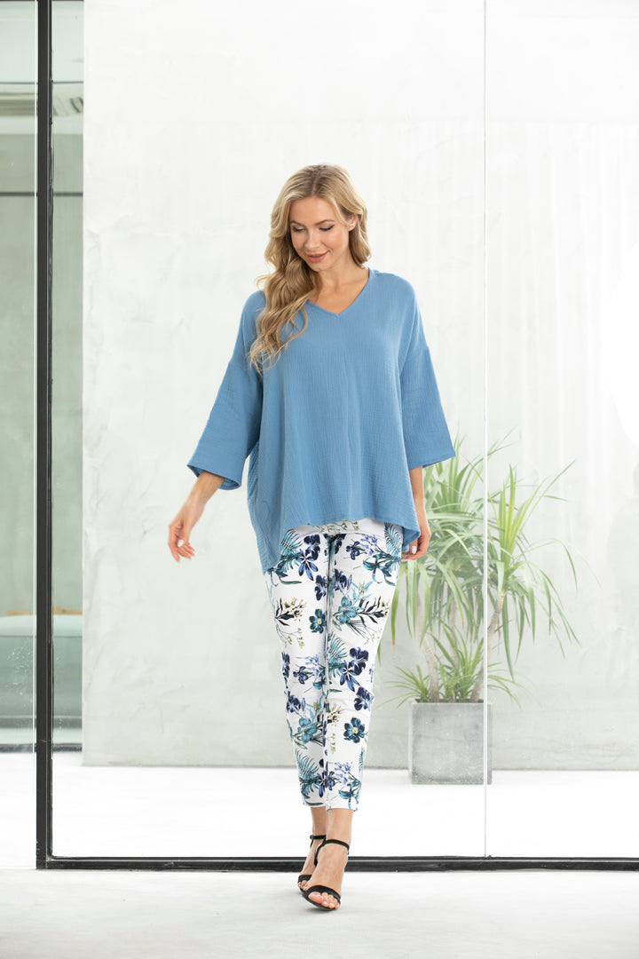 Exclusive Cotton Gauze- Drop shoulder Top