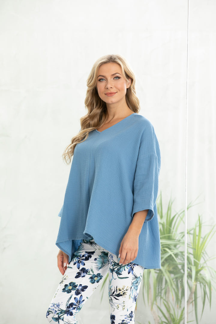 Exclusive Cotton Gauze- Drop shoulder Top