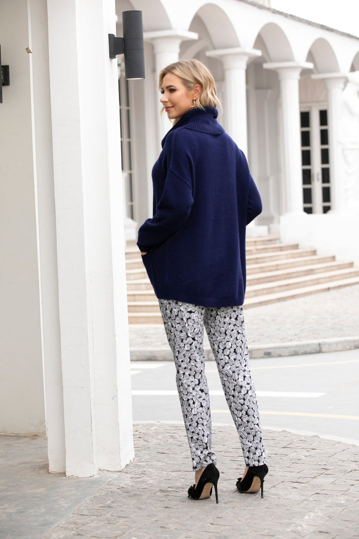 Knit Top with Cowl Neck and Front Pockets