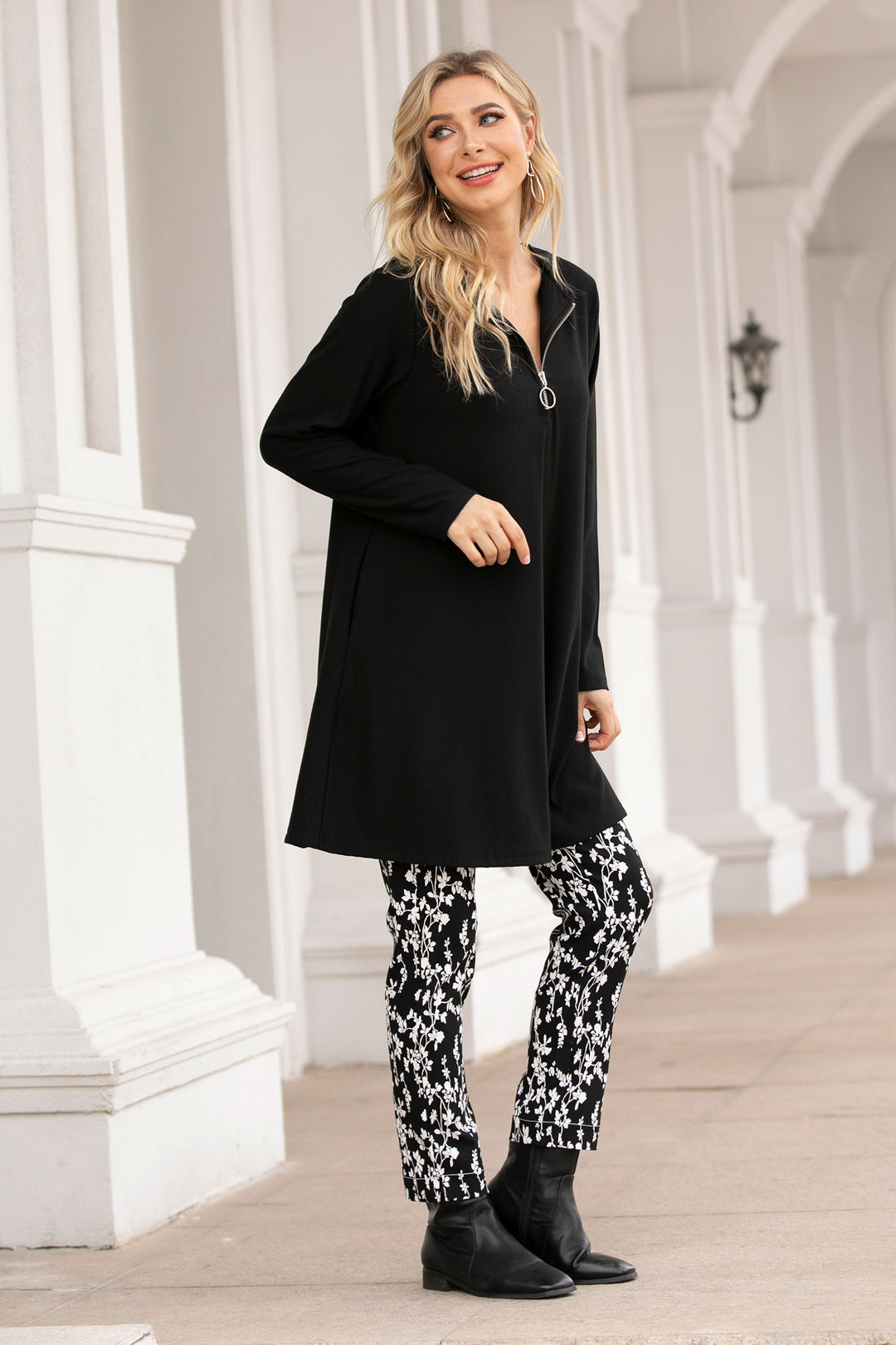 Bamboo Baby French Terry Tunic with Zipper and Pockets