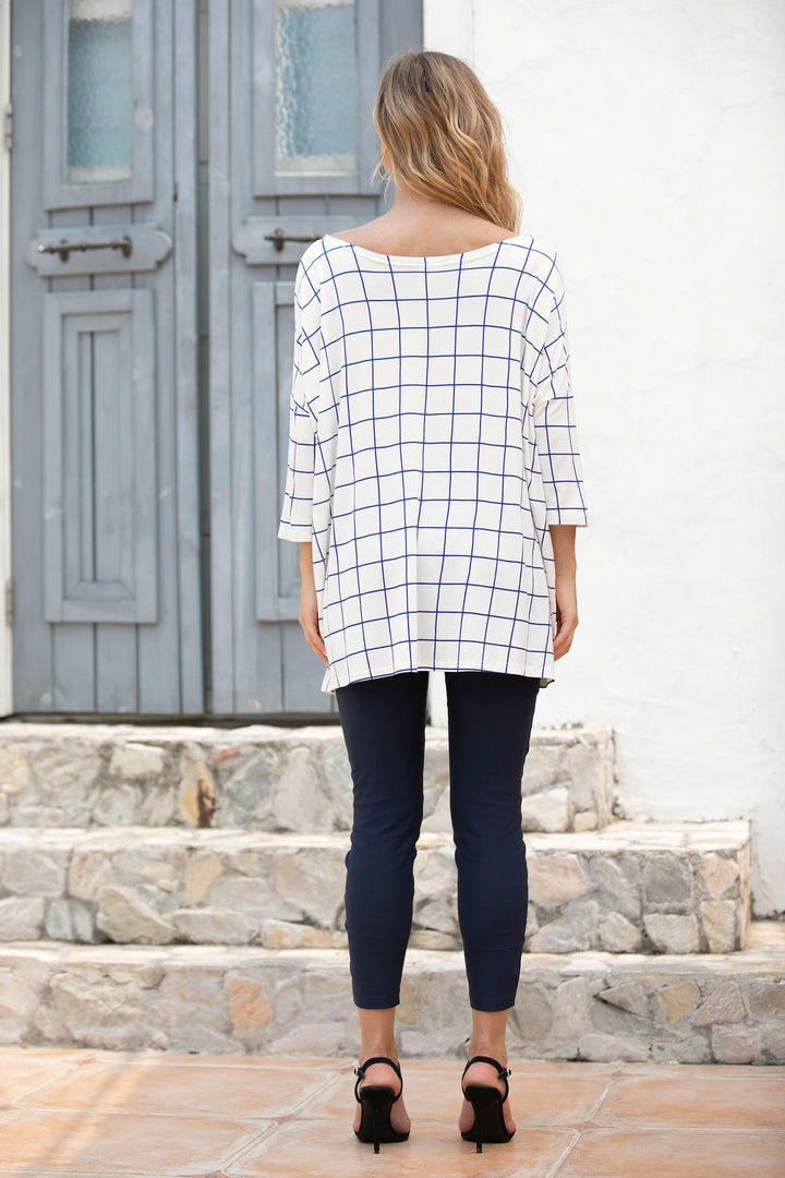 Bamboo Windowpane Checked Shell Top