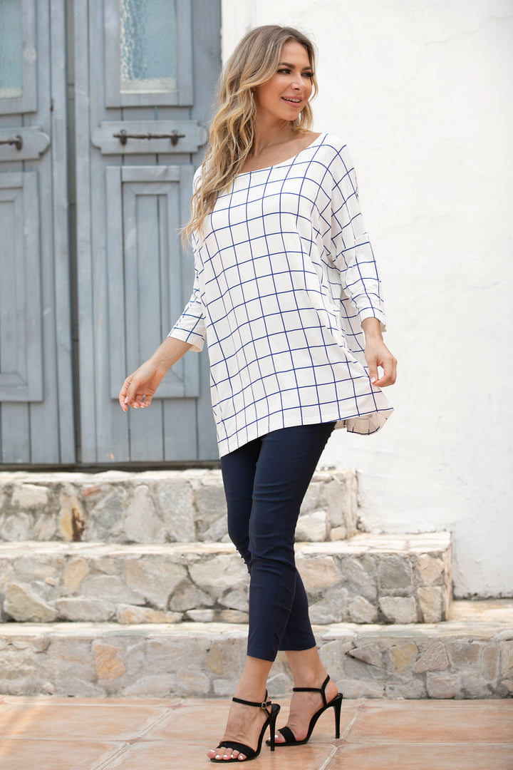 Bamboo Windowpane Checked Shell Top