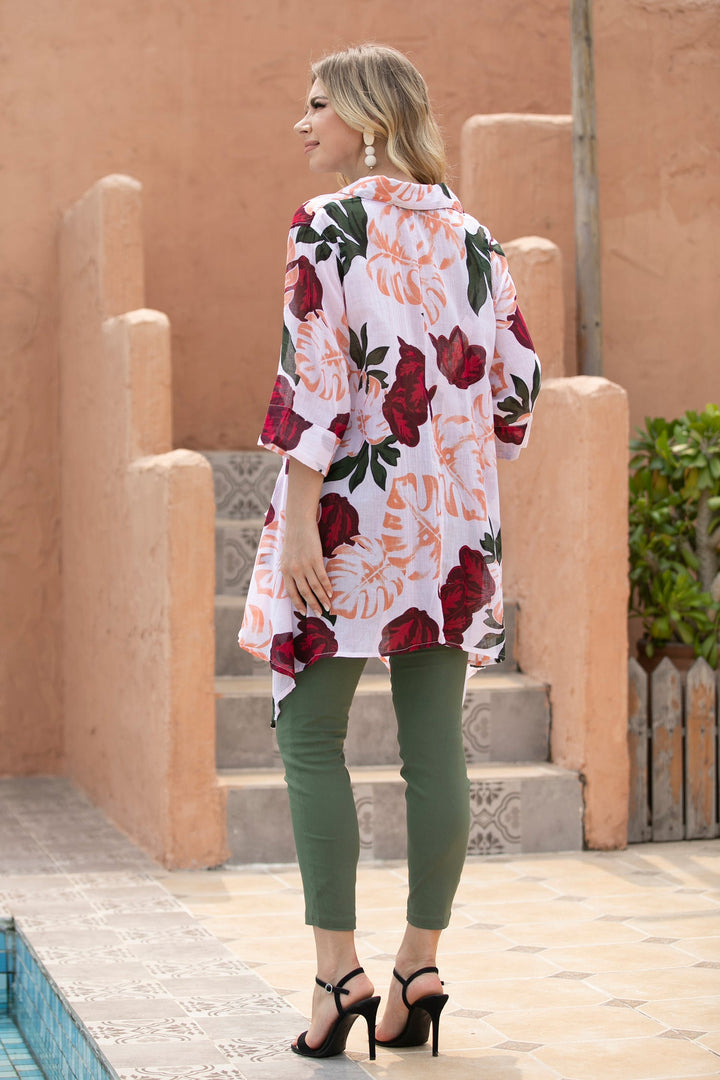 Cotton Button Up Top With Pockets