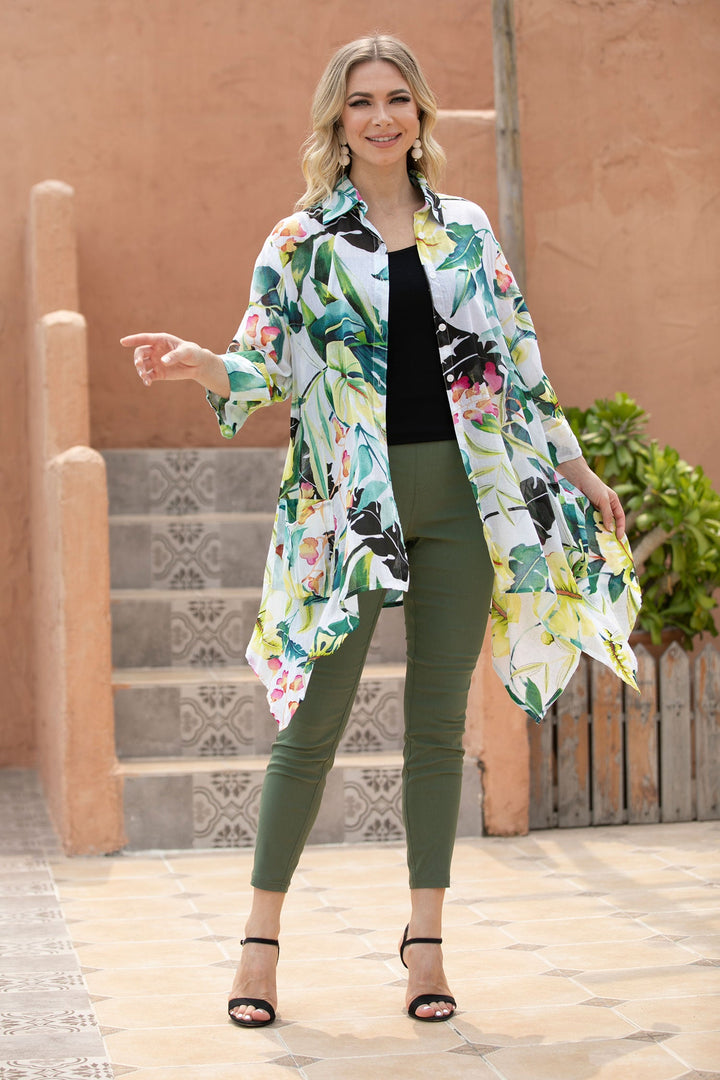 Cotton Button Up Top With Pockets