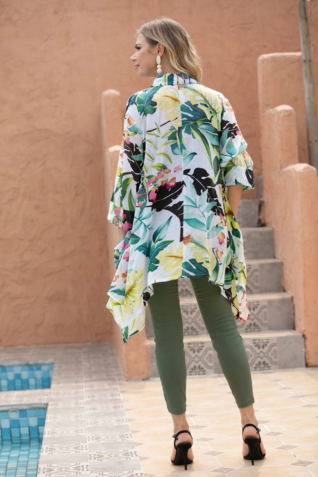 Cotton Button Up Top With Pockets