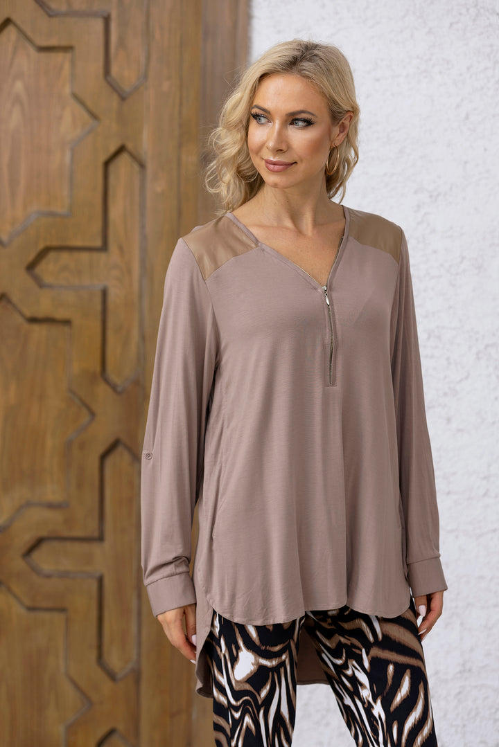 Bamboo Leather Patch Top