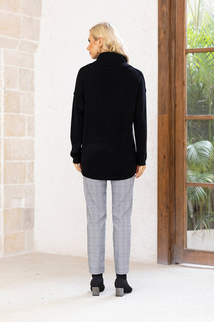 Knit Top with Cowl Neck and Front Pockets