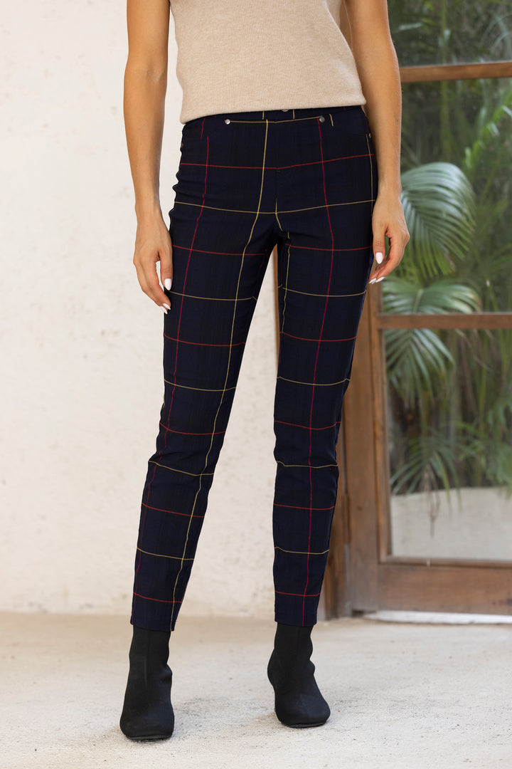 NAVY PLAID PRINT PANT