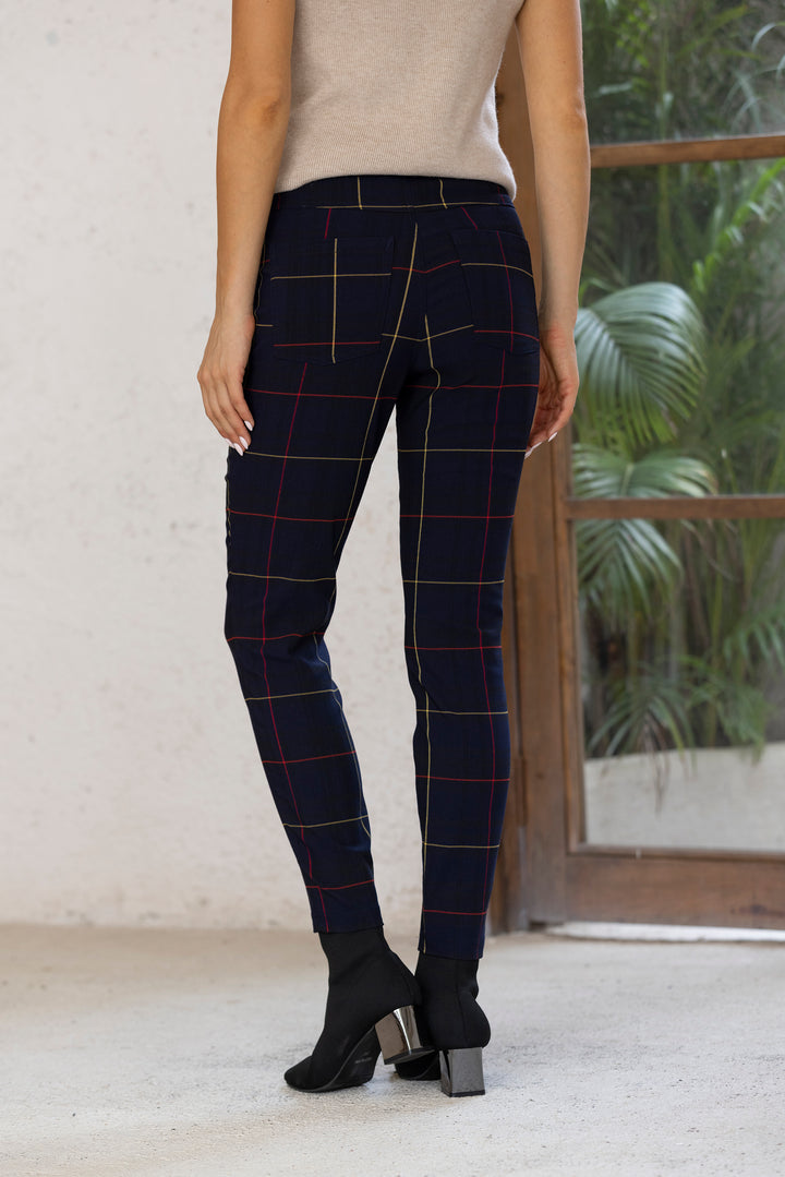 NAVY PLAID PRINT PANT