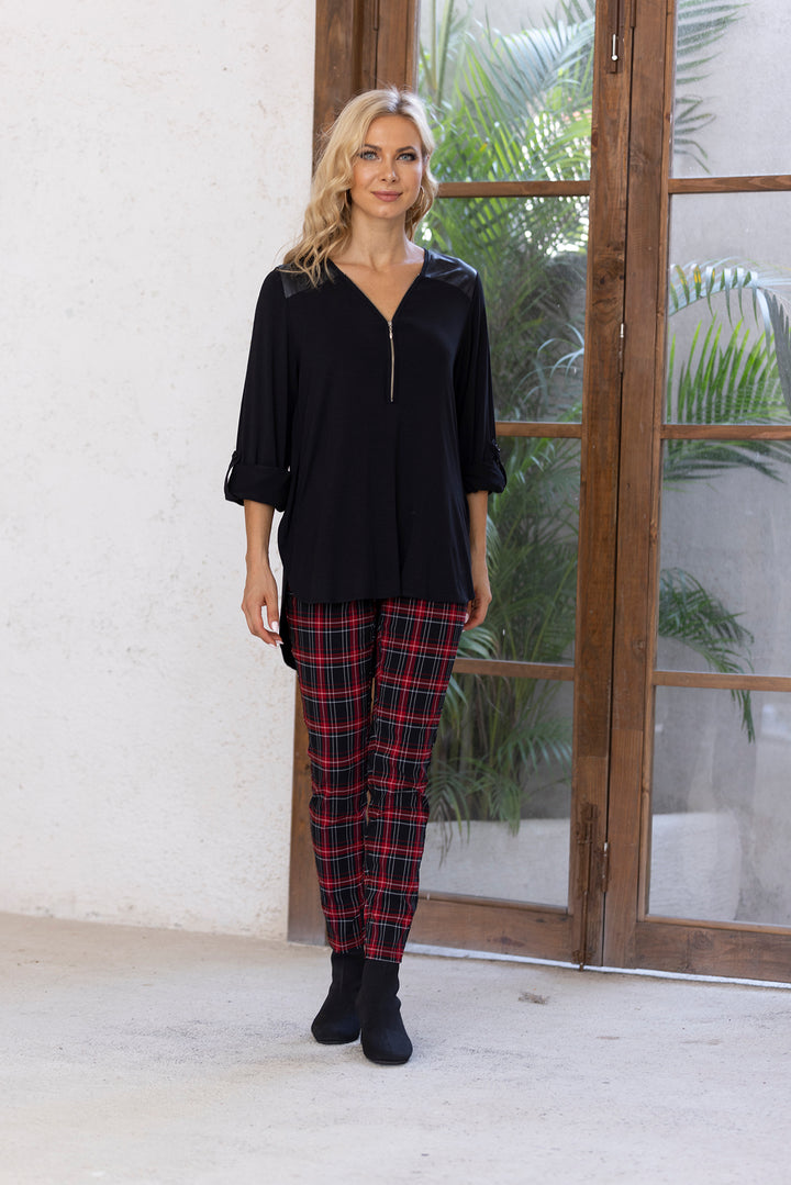 Bamboo Leather Patch Top