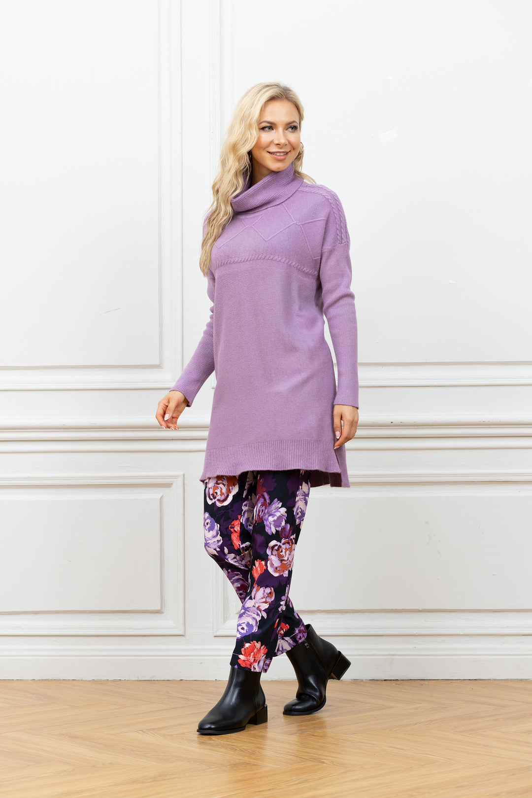 High-Low Cable-Detail Tunic