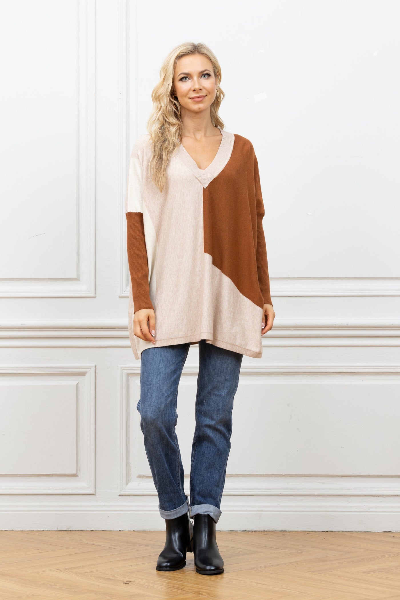 Cassadee's Cashmere-Feel Color Block Pull Over