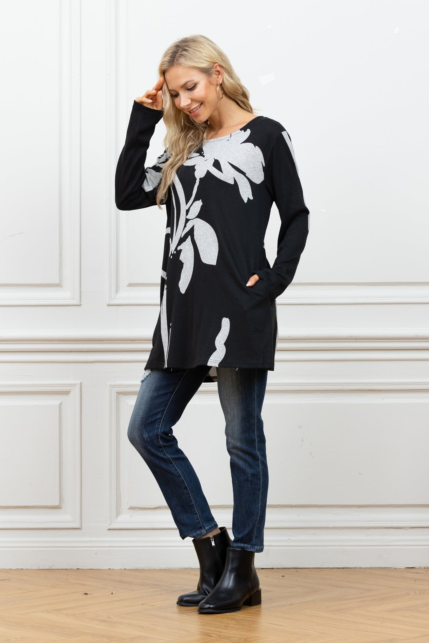 Yasmine's Two-Tone Floral Tunic