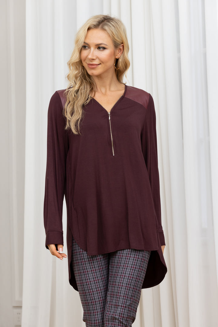 Bamboo Leather Patch Top