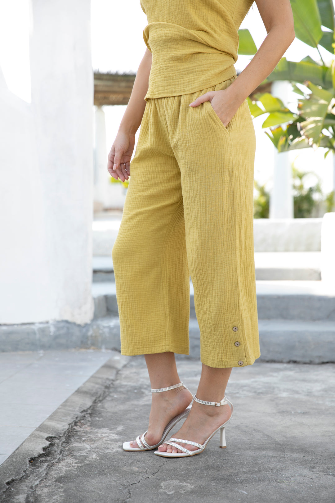 Exclusive Cotton Gauze Gaucho Pants