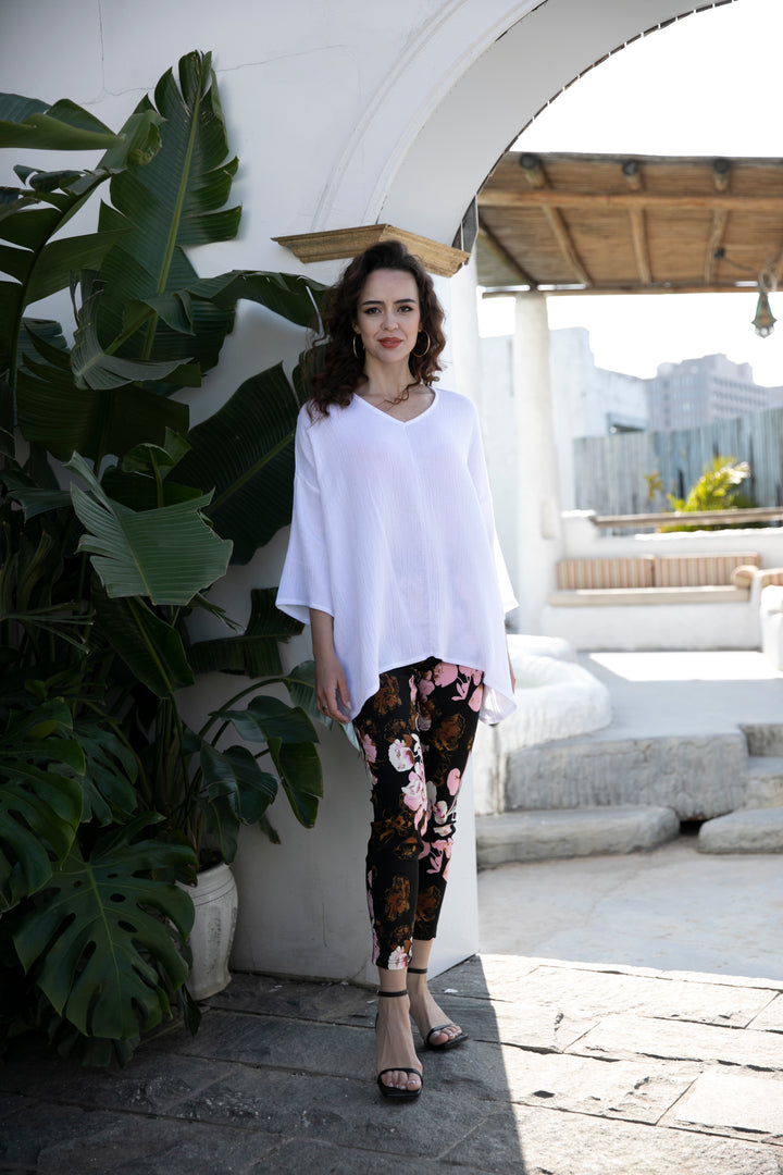 Exclusive Cotton Gauze- Drop shoulder Top