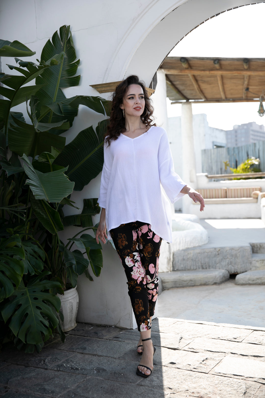 Exclusive Cotton Gauze- Drop shoulder Top