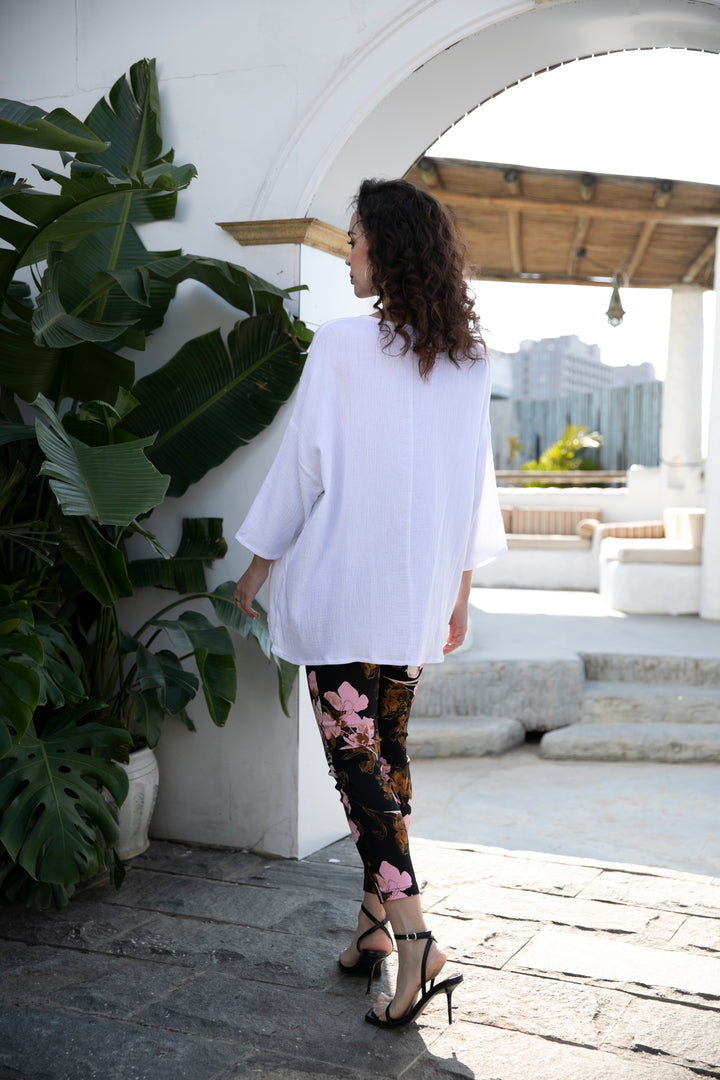 Exclusive Cotton Gauze- Drop shoulder Top