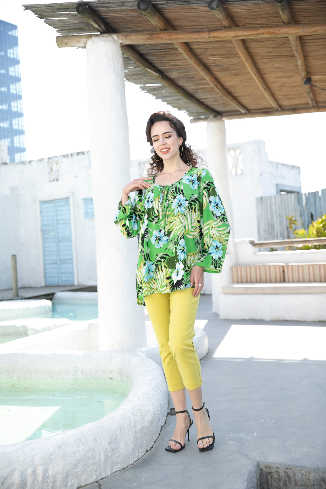 Kendall's Green Tropical Top