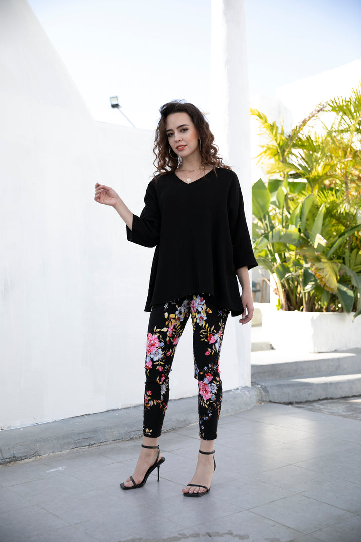 Exclusive Cotton Gauze- Drop shoulder Top