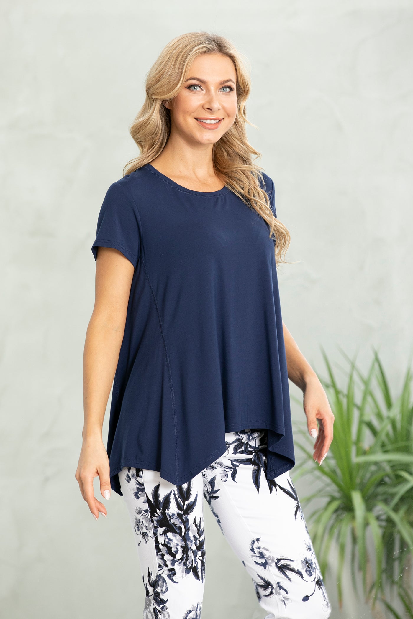 Bamboo High Low Round Neck Top