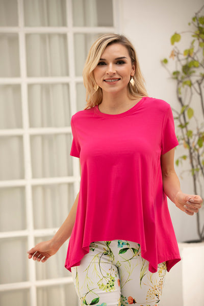 Bamboo High Low Round Neck Top