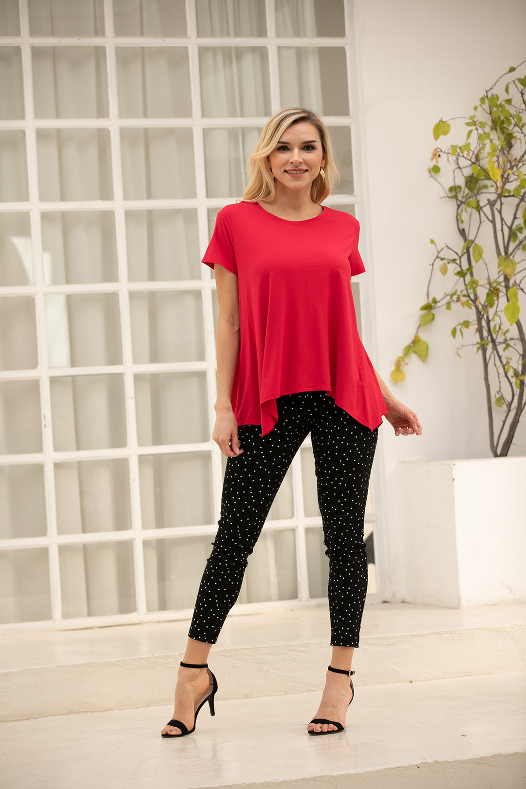 Bamboo High Low Round Neck Top