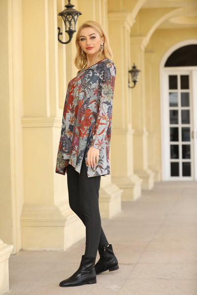 Printed Top with Autumn Floral Prints