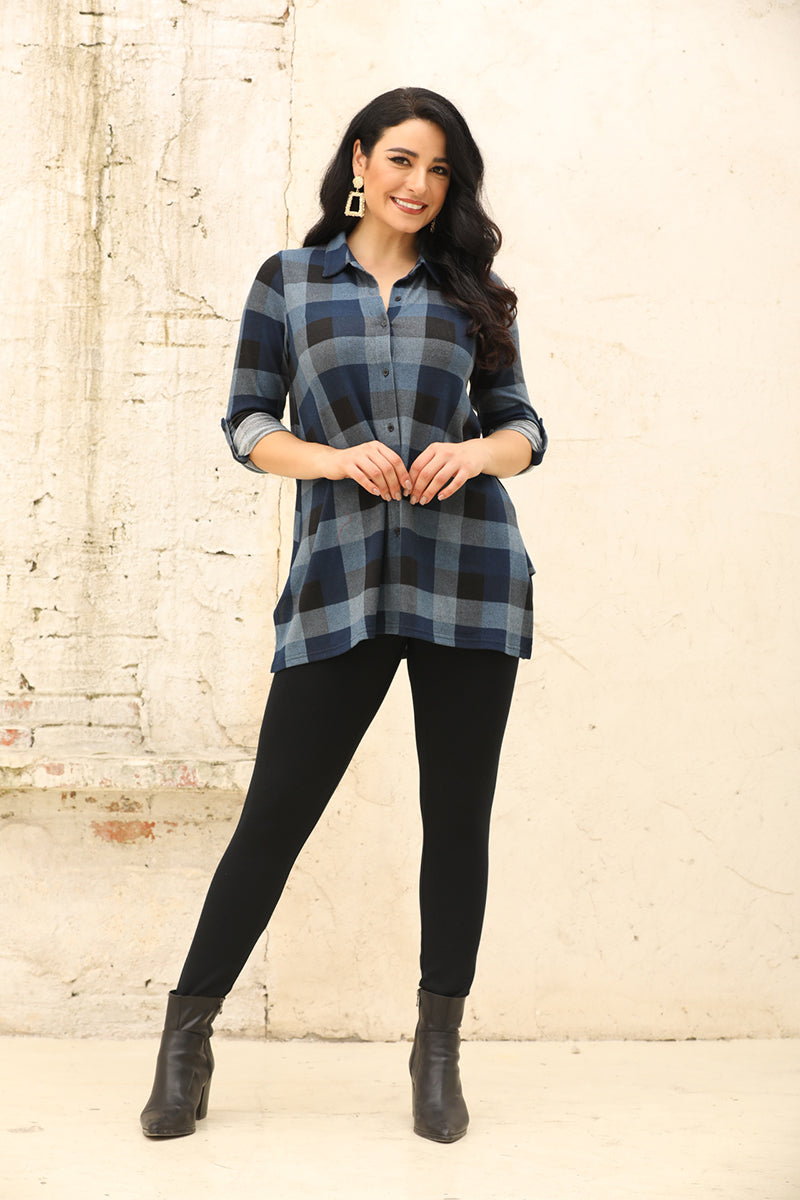 Checkered Button-Up Shirt