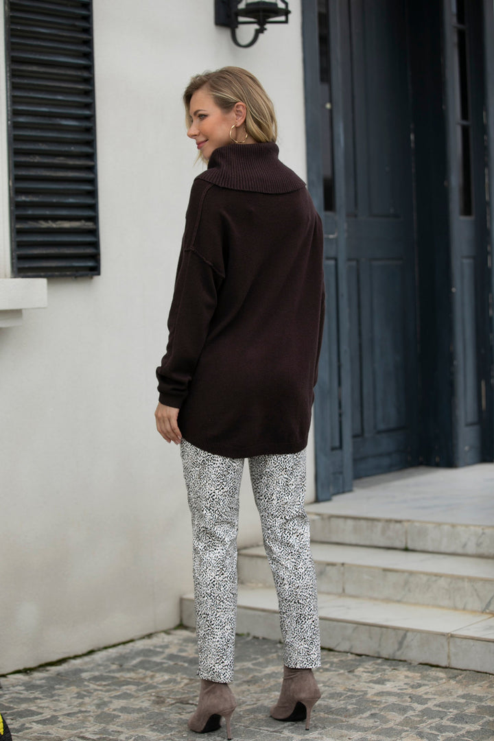 Knit Top with Cowl Neck and Front Pockets