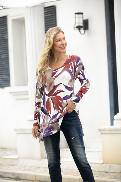 Floral Print Cashmere Feel Tunic