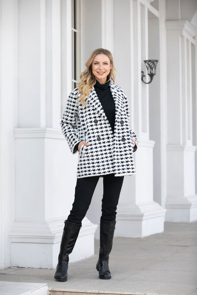 Houndstooth Jacket with Pockets
