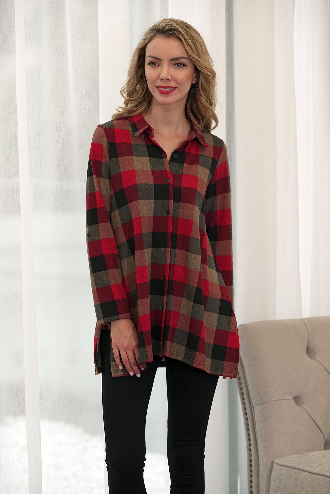 Checkered Button-Up Shirt