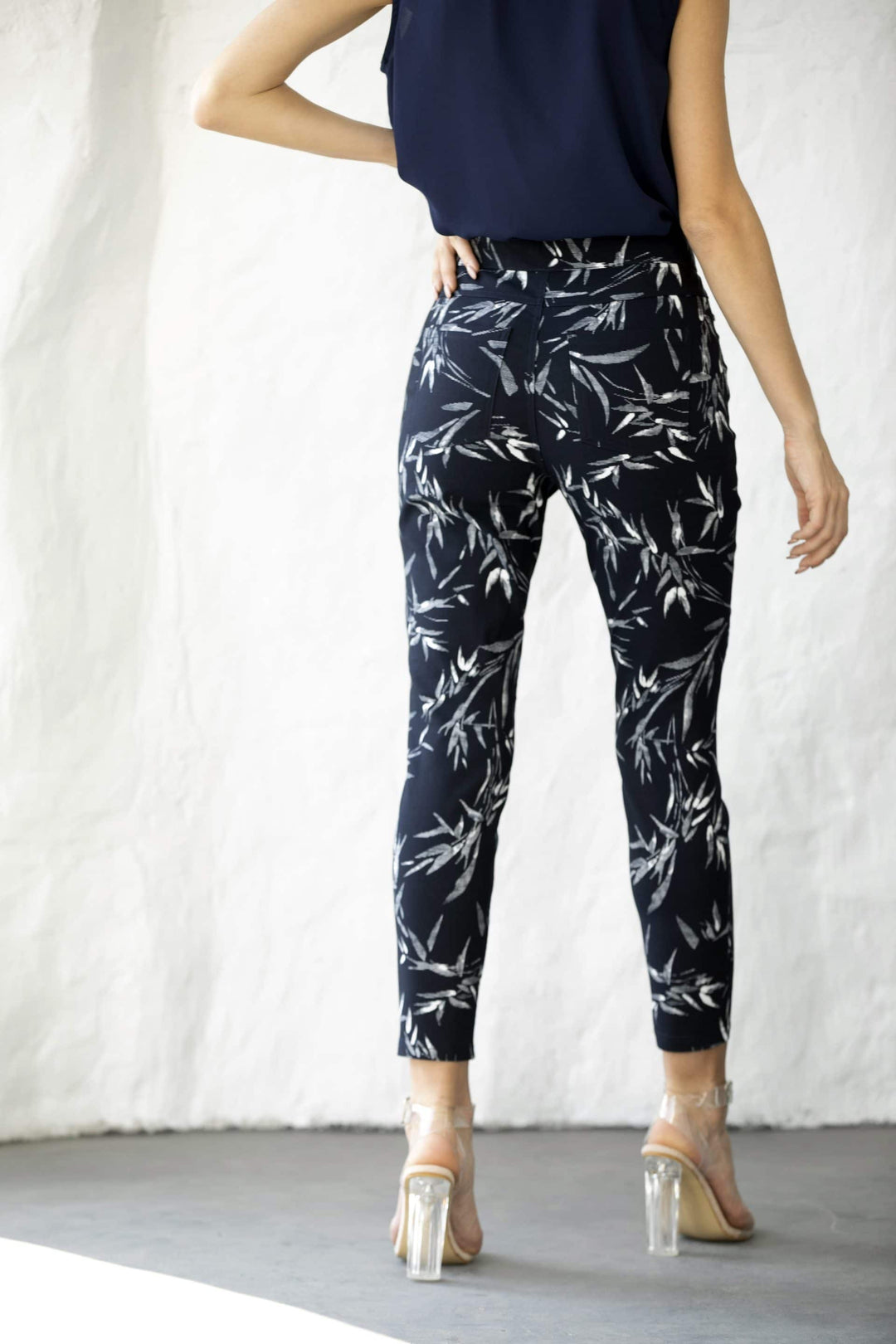 Leaf Print Pant With Ankle Slit
